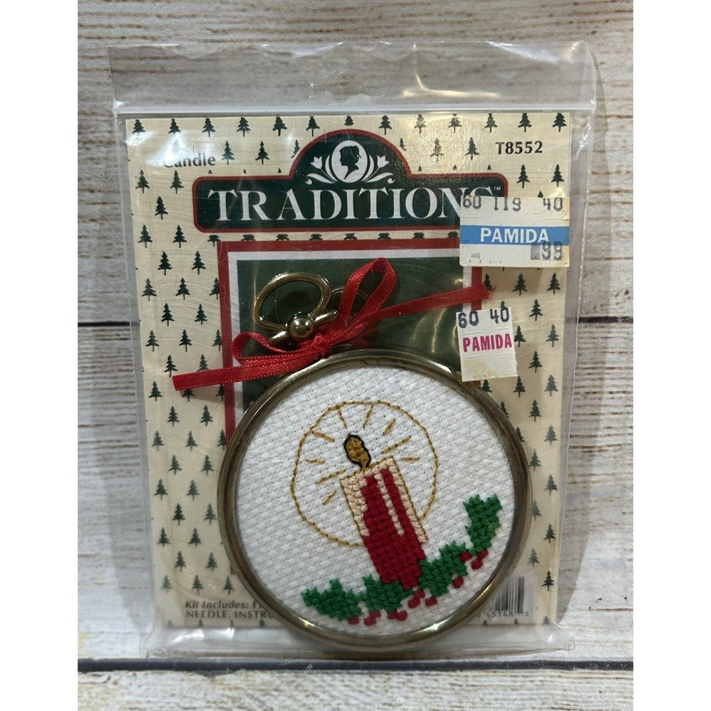 Vintage NOS Traditions Candle Cross Stitch Kit Ornament T8552 Tub9